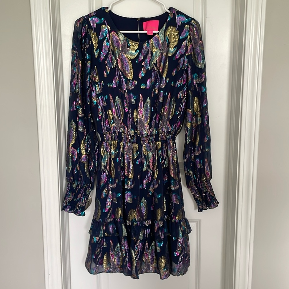 Lilly Pulitzer Navy, Gold, Pink party dress